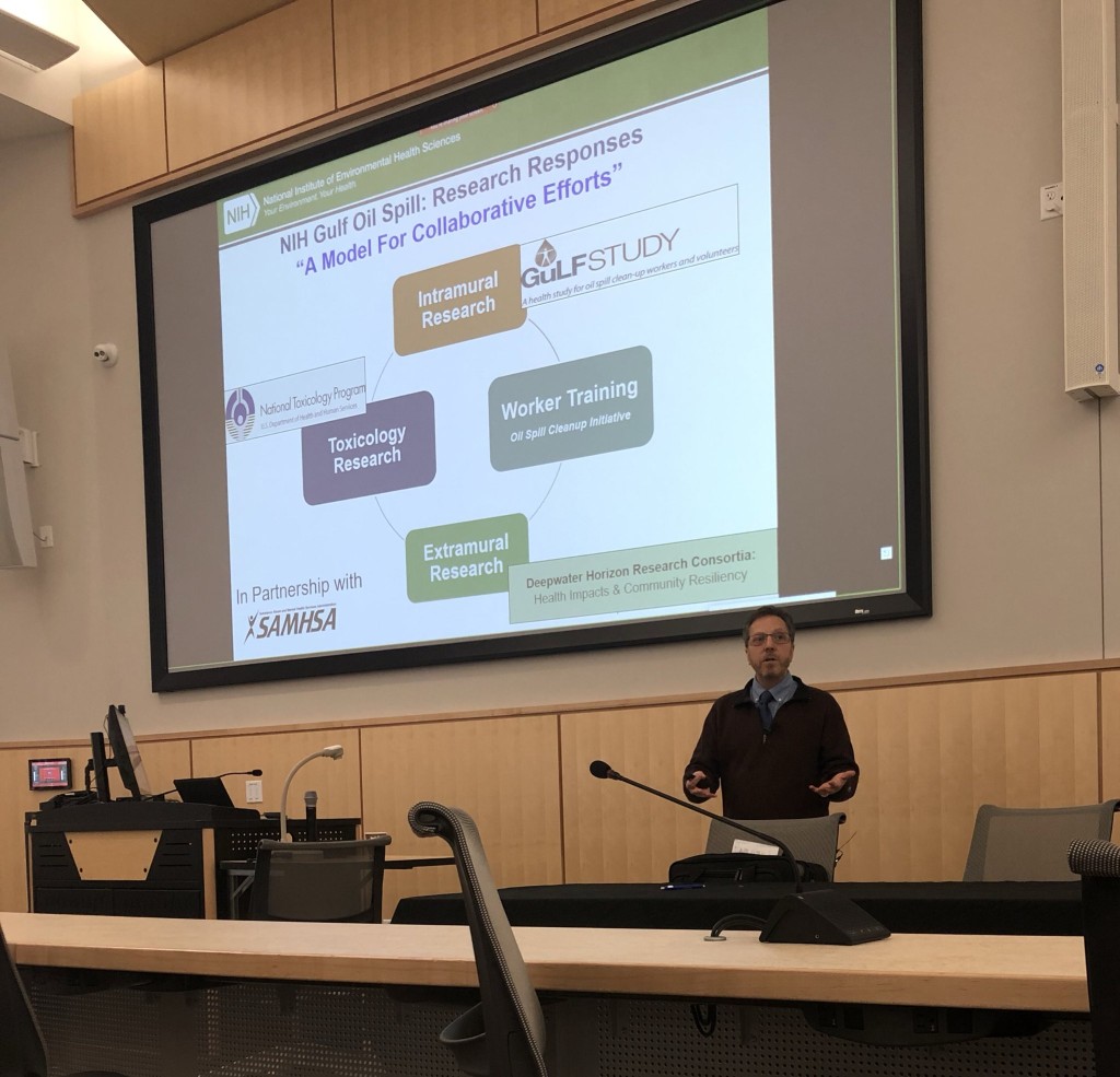Keynote speaker Aubrey Miller of NIEHS speaks at the Symposium on "Efforts to Promote Vital Data Collection and Research in Response to Disasters."
